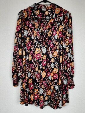 Free People Daisy Retro Floral Long Sleeve Mini Dress